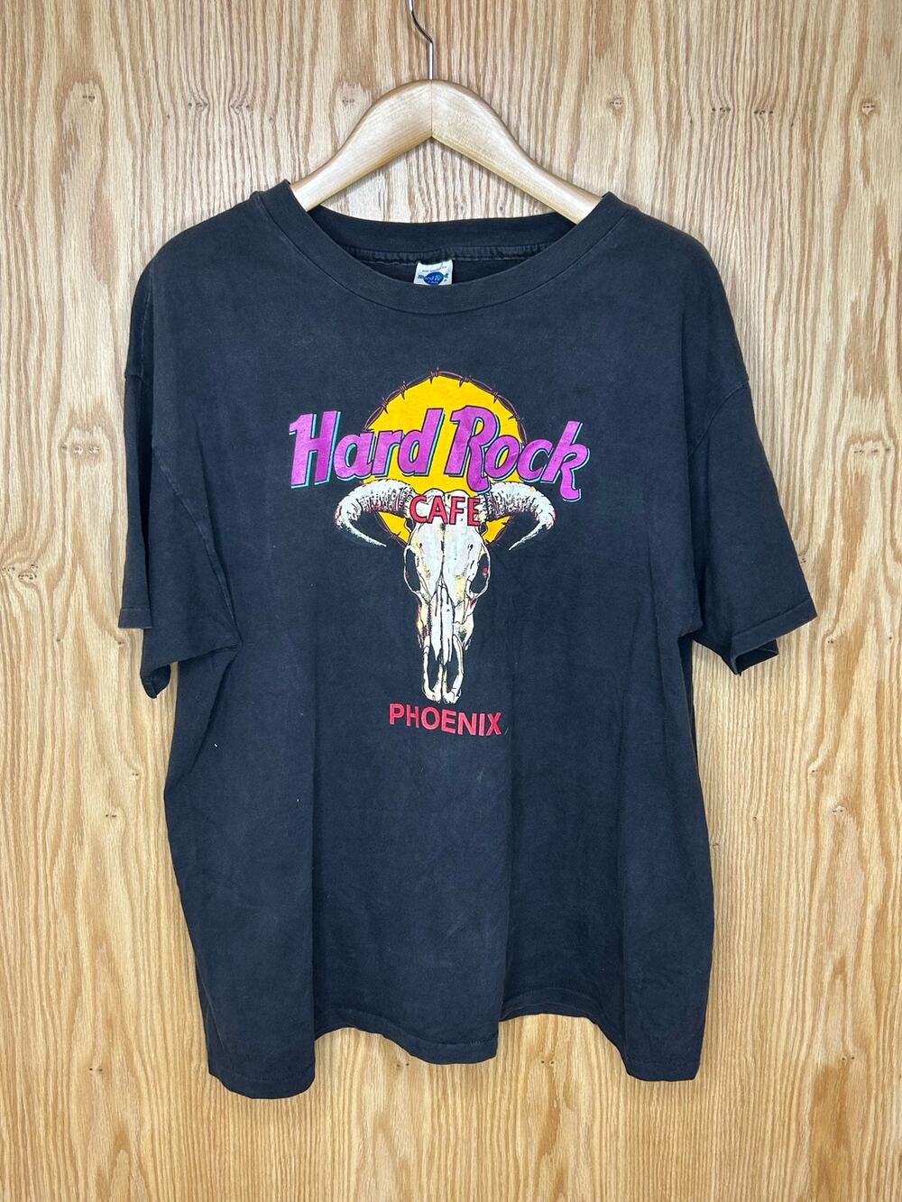 Vintage Hard Rock Cafe Phoenix Shirt Men's XL Black Cow Skull 100% Cotton